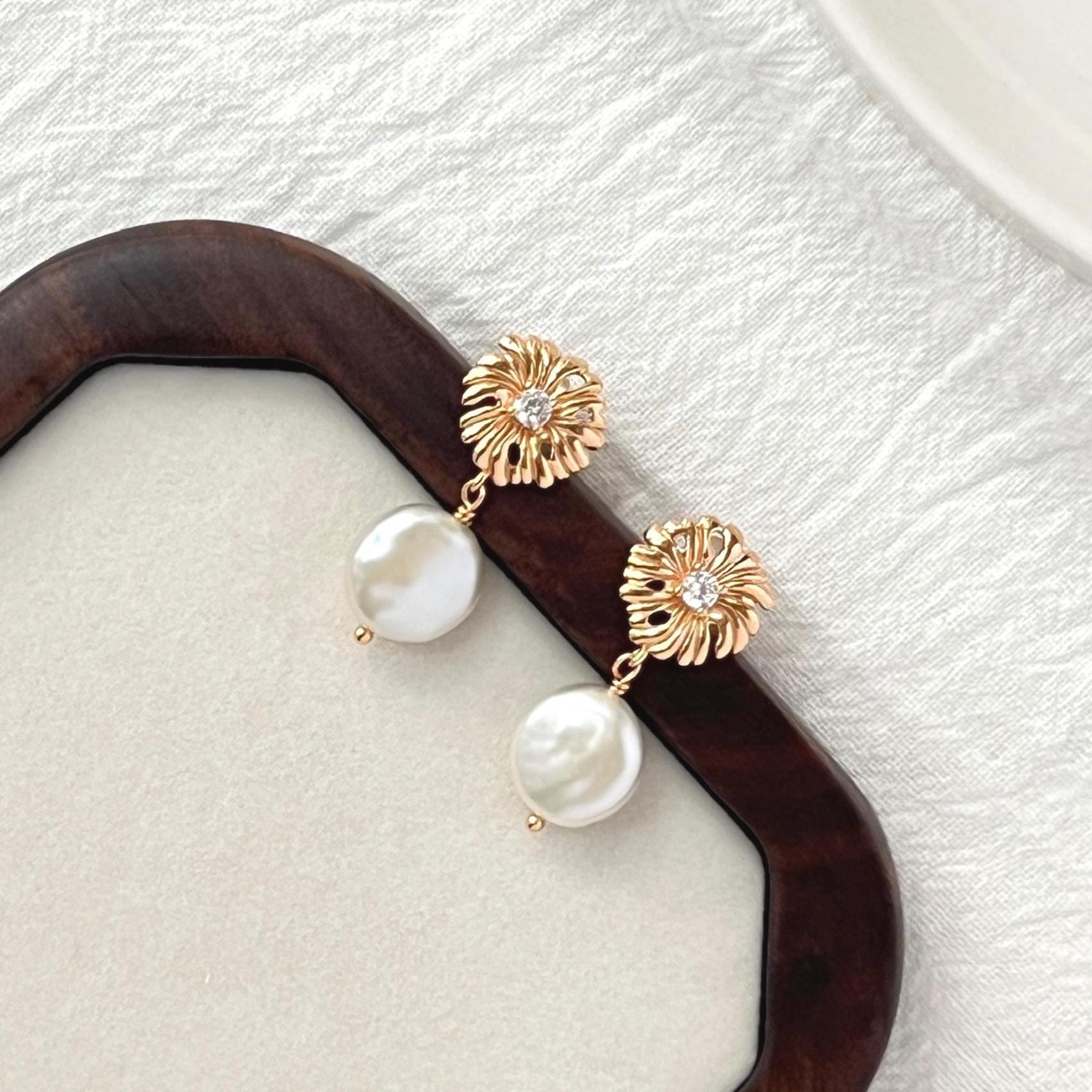 Earrings in elegant bridal gift box