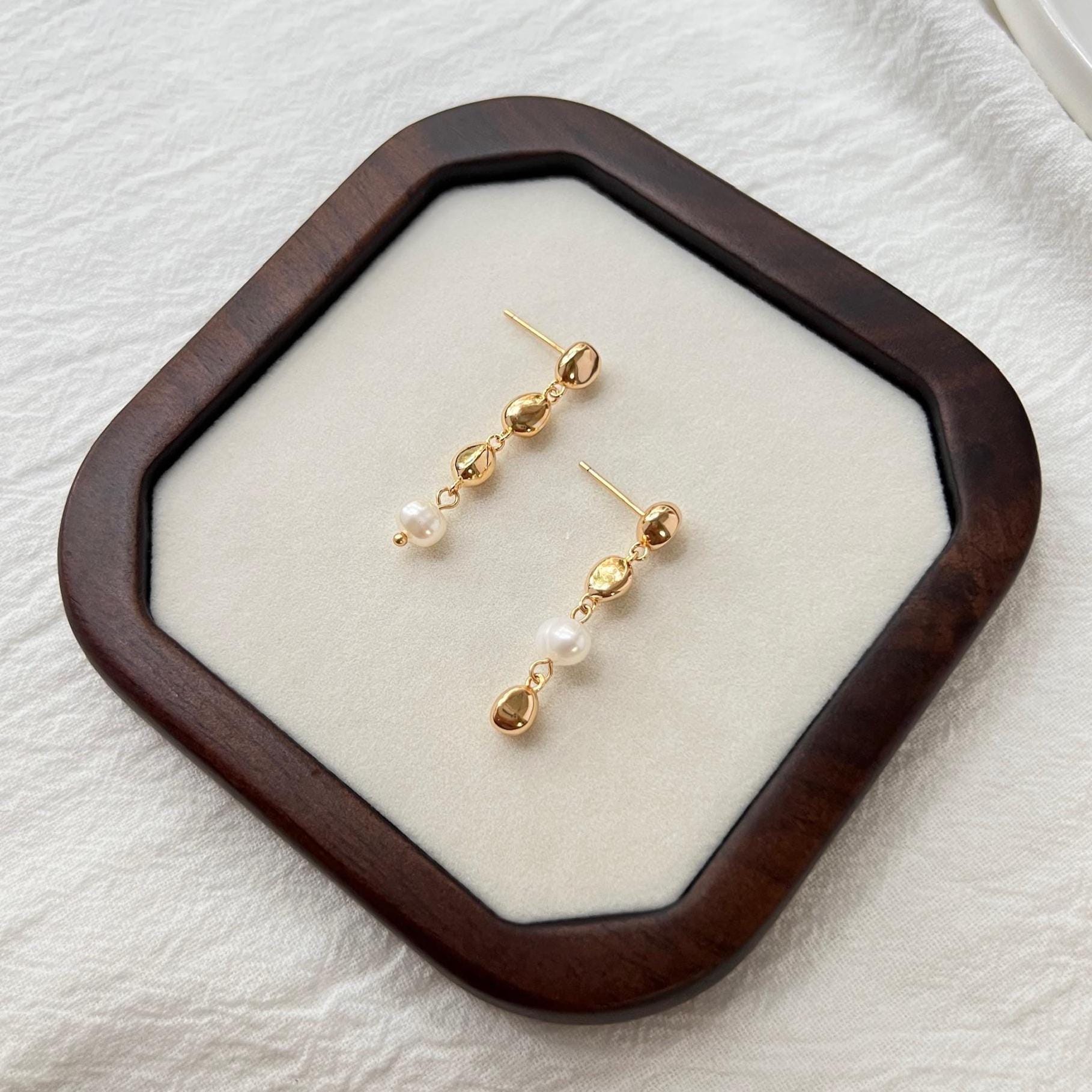 Earrings in elegant bridal gift box