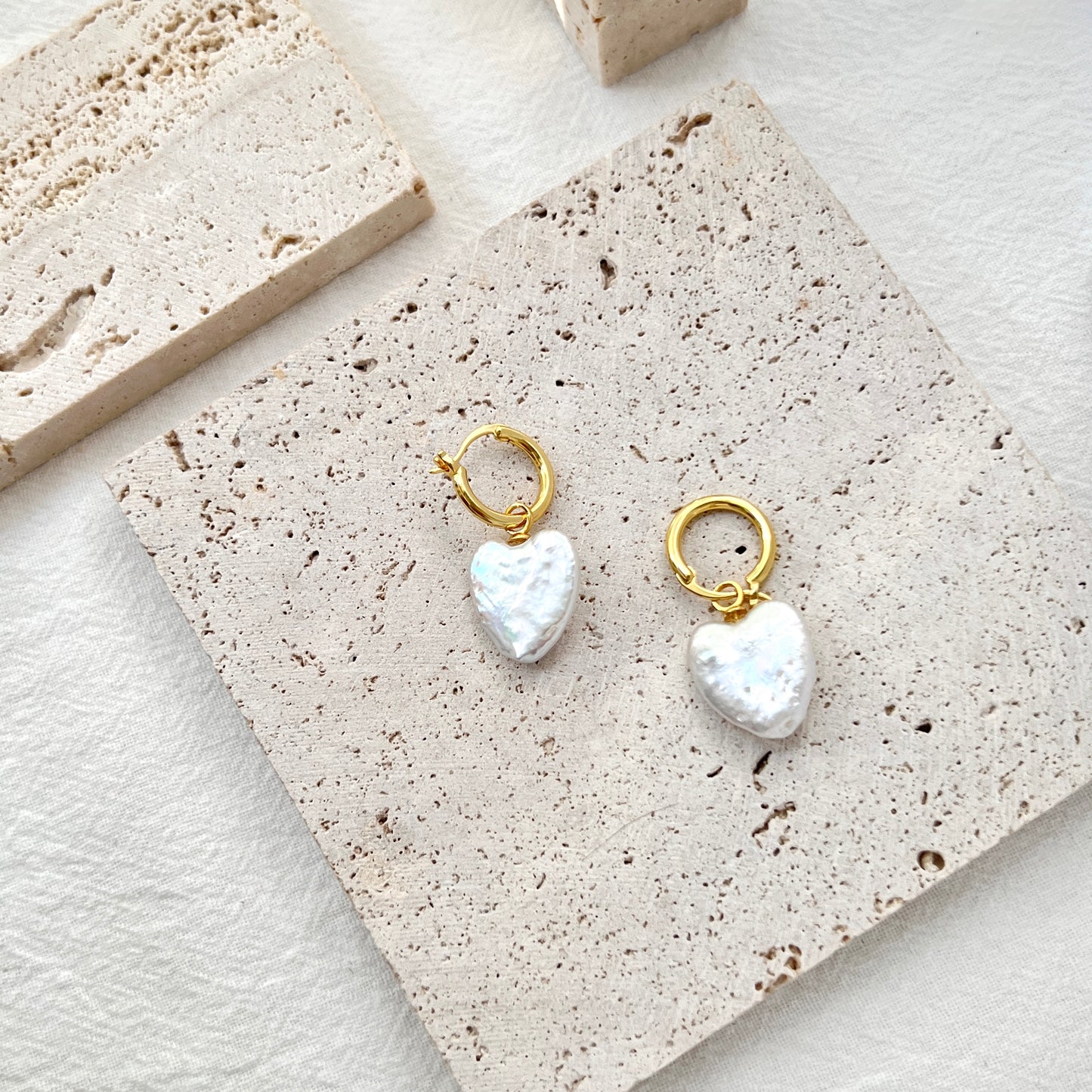 Heart pearl drop earrings in elegant wedding gift box