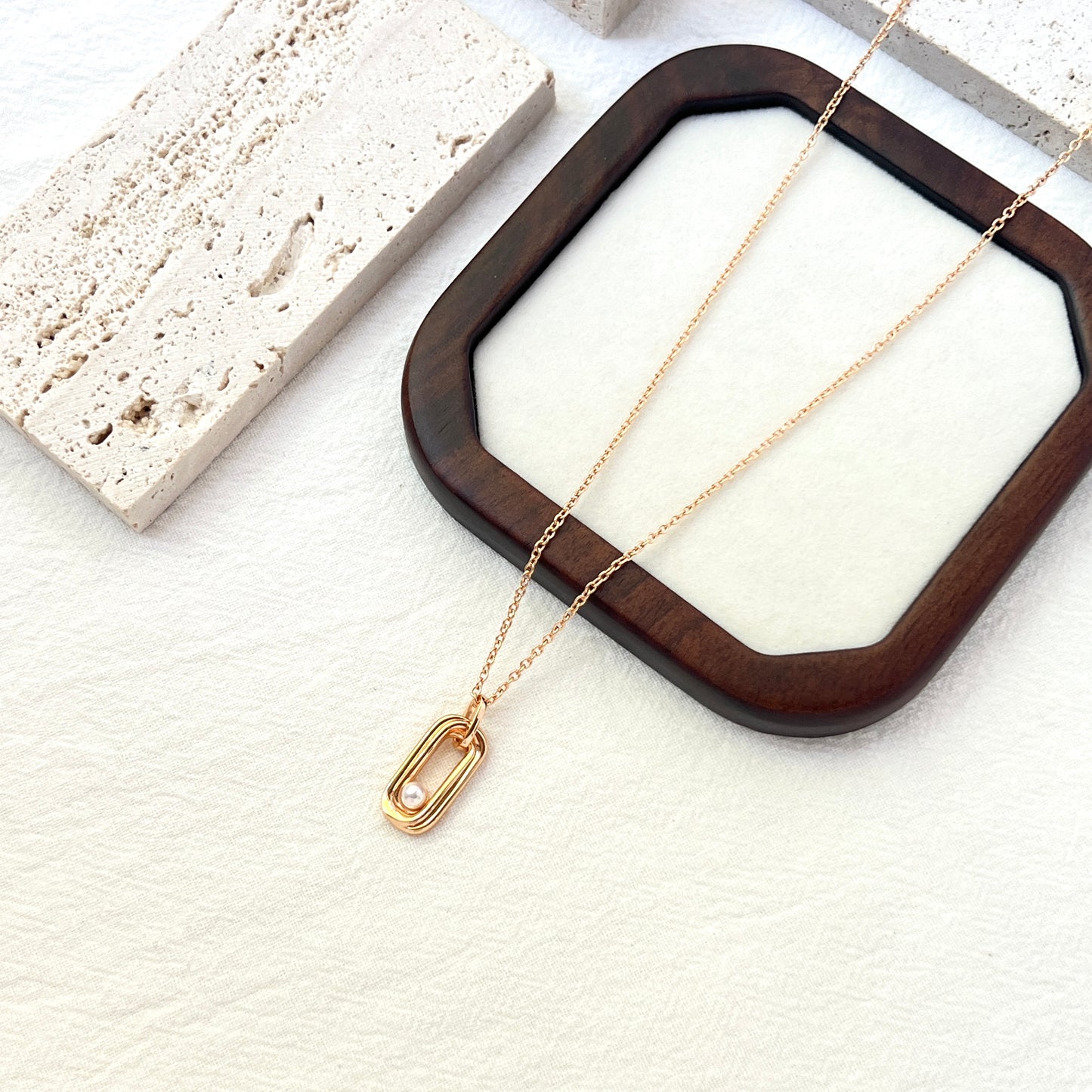 18K gold bar necklace with freshwater pearl presented in gift box, ideal bridal or birthday gift