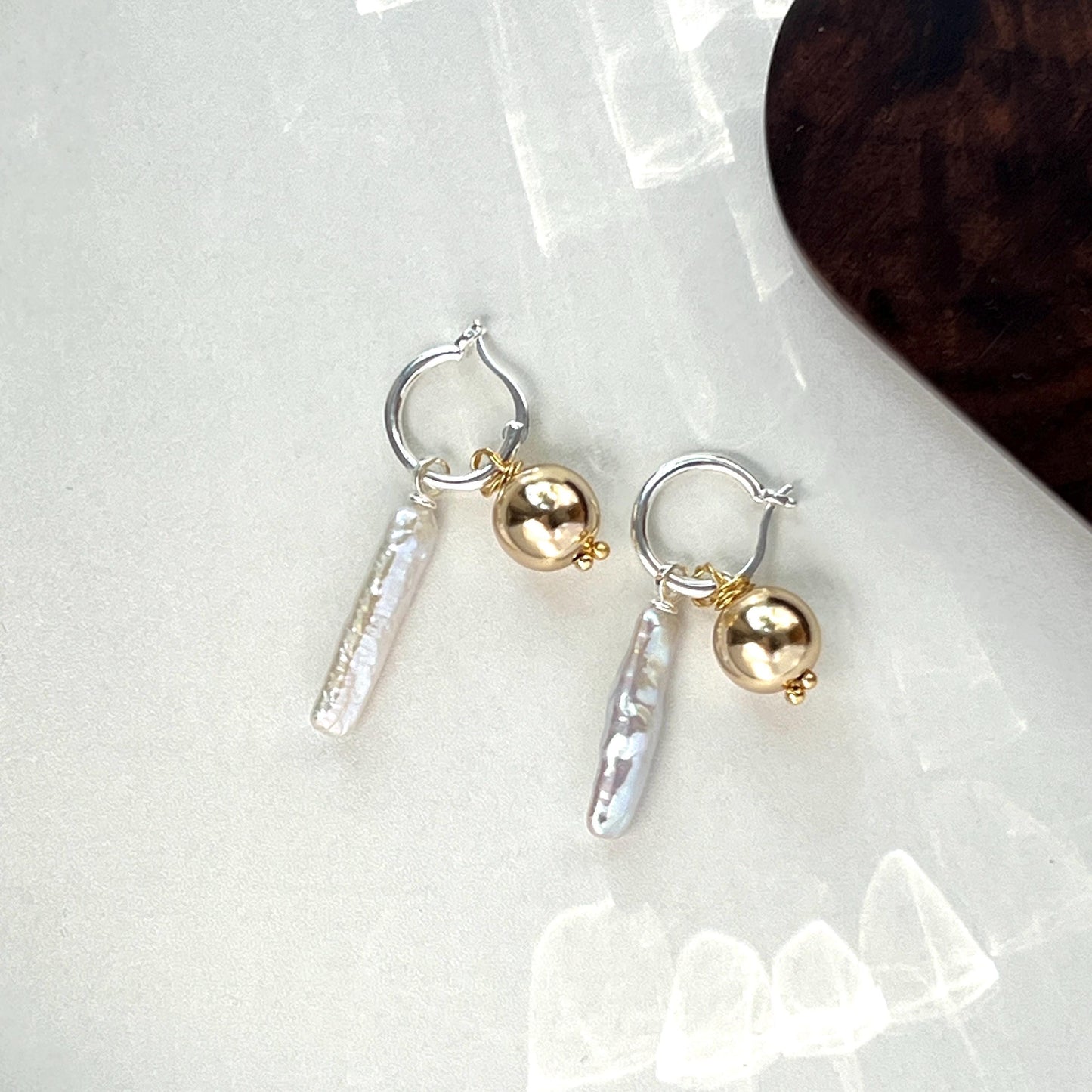 14K gold-filled baroque pearl drop earrings in gift box, ideal birthday or bridesmaid gift