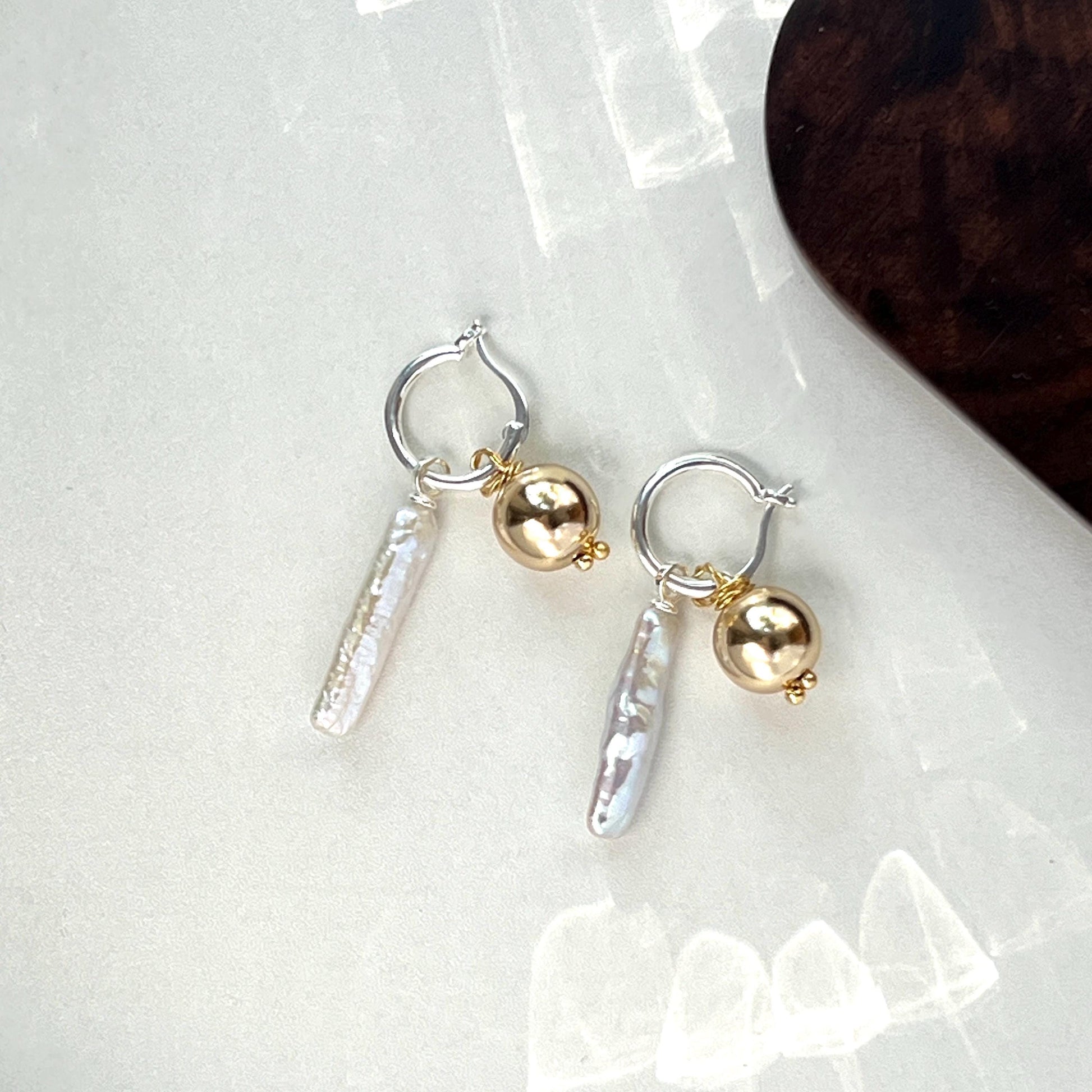 14K gold-filled baroque pearl drop earrings in gift box, ideal birthday or bridesmaid gift