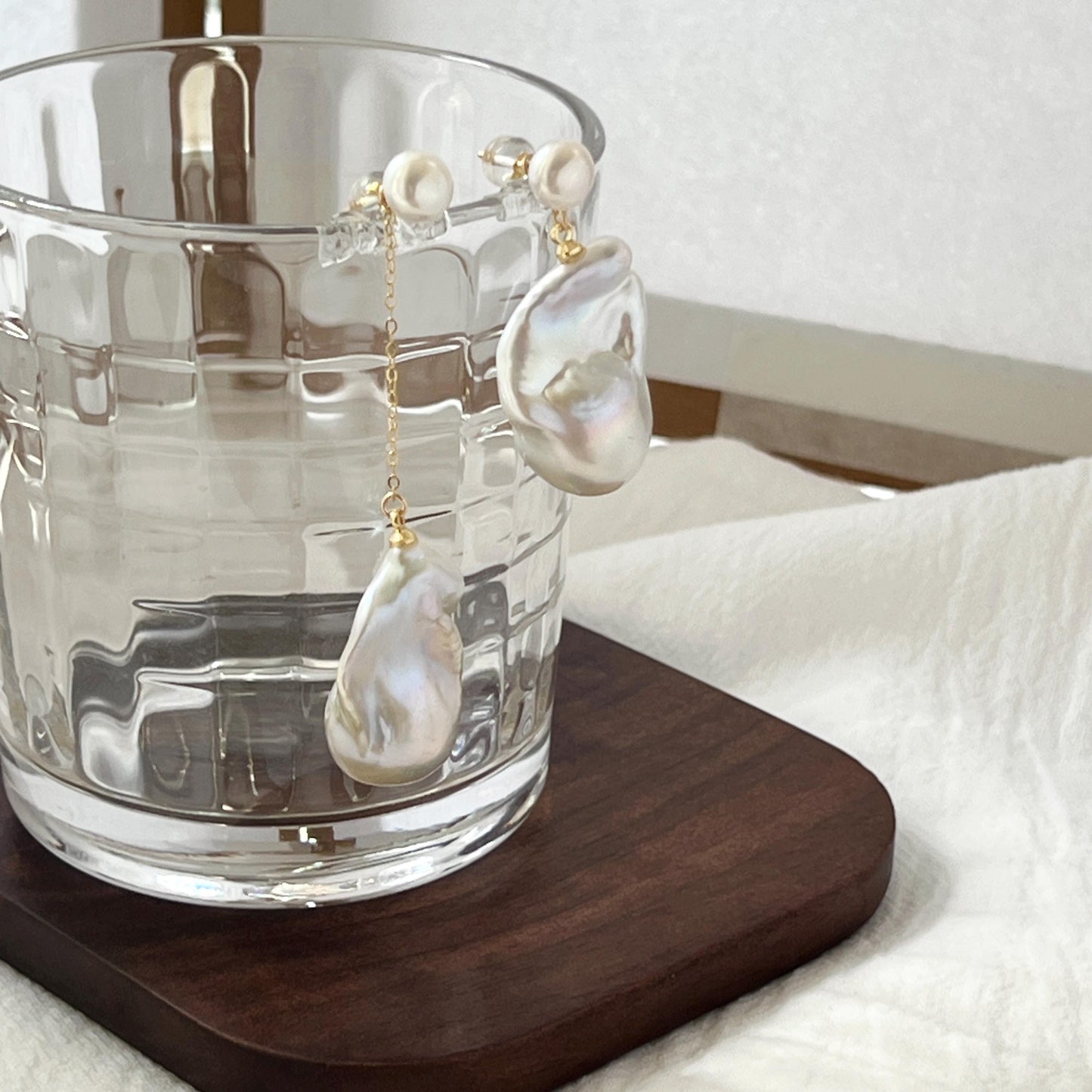 Large Baroque Freshwater Pearl Mismatched Drop Earrings