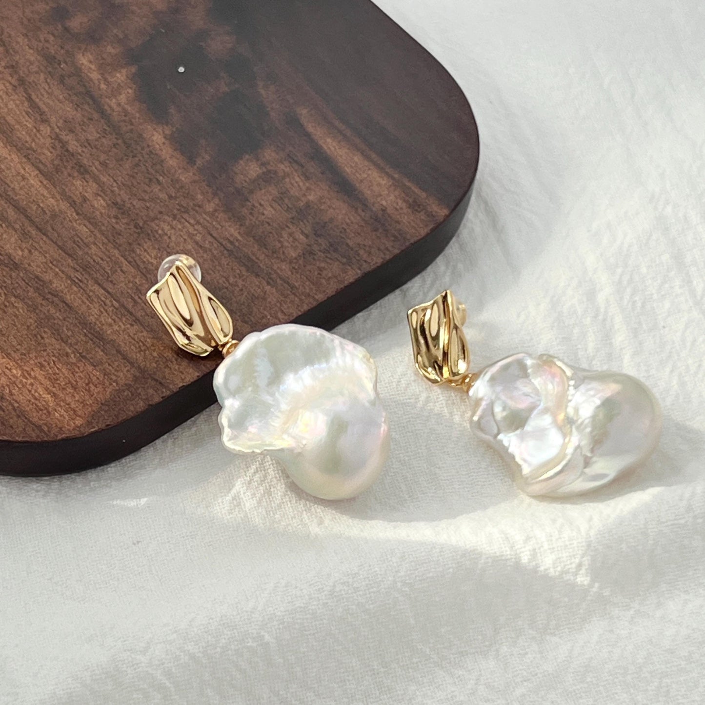 Chunky Freshwater Baroque Pearl Drop Statement Earrings