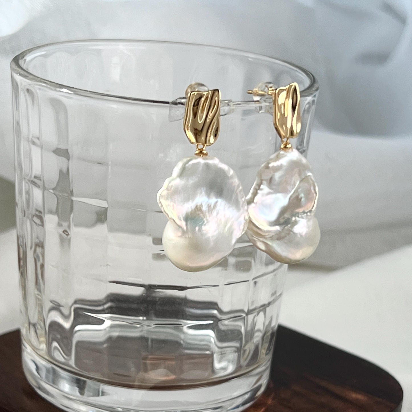 Chunky Freshwater Baroque Pearl Drop Statement Earrings
