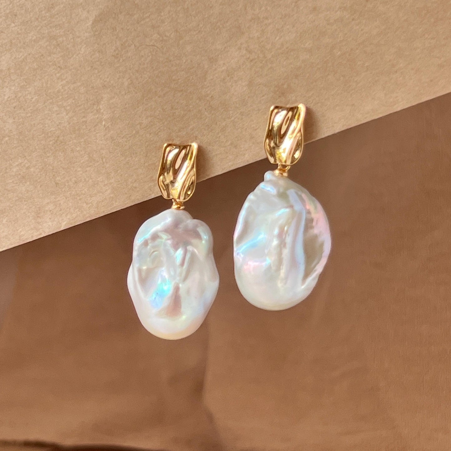 Chunky Freshwater Baroque Pearl Drop Statement Earrings