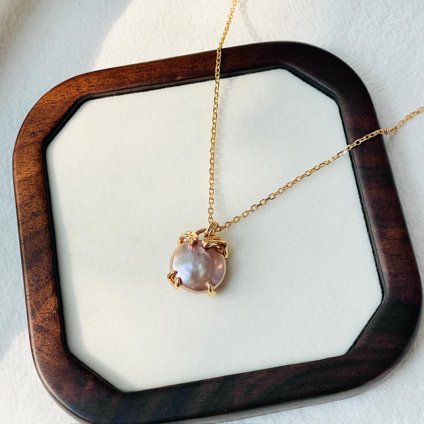 Baroque Purple Pearl Double Sided Pendant Necklace