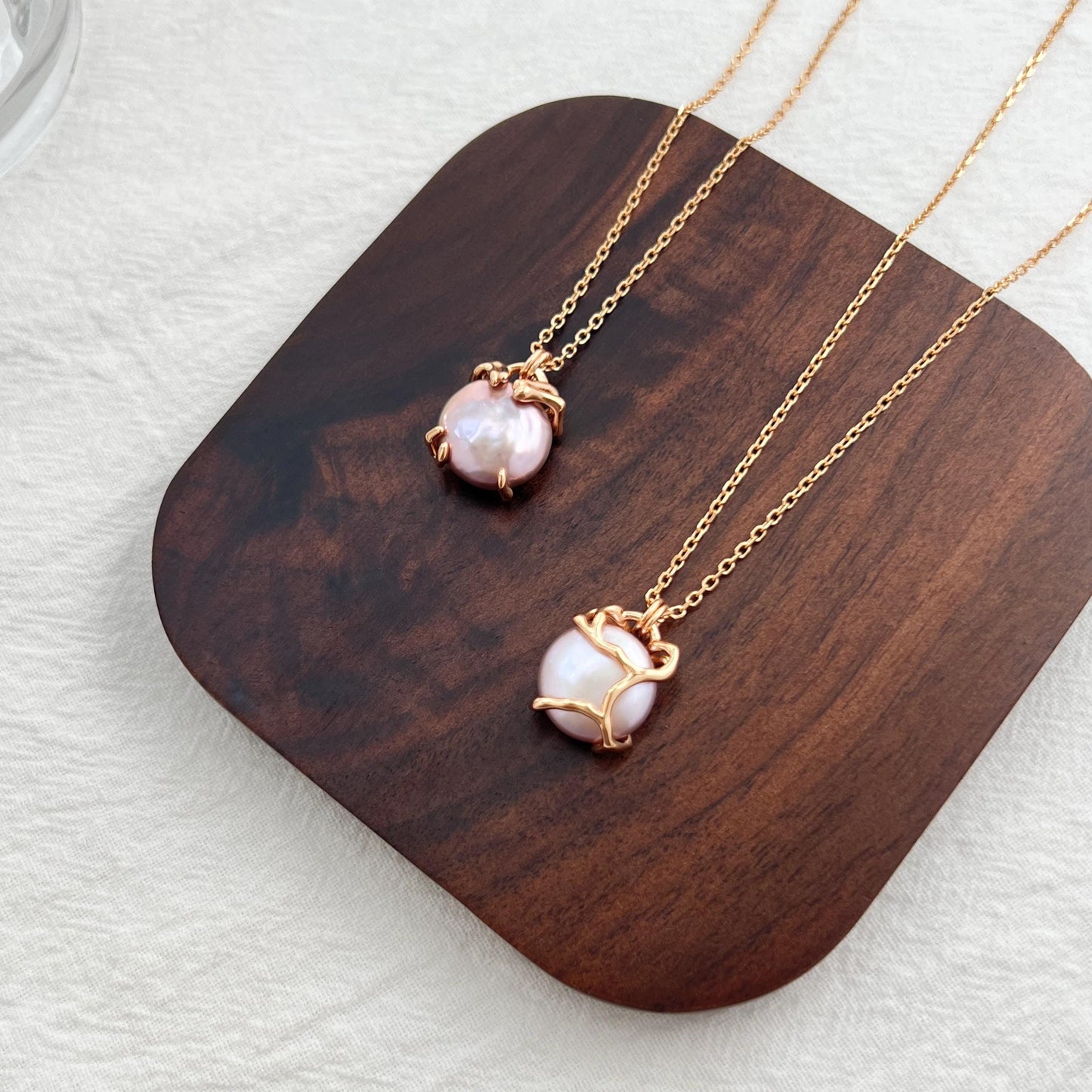 Baroque Purple Pearl Double Sided Pendant Necklace