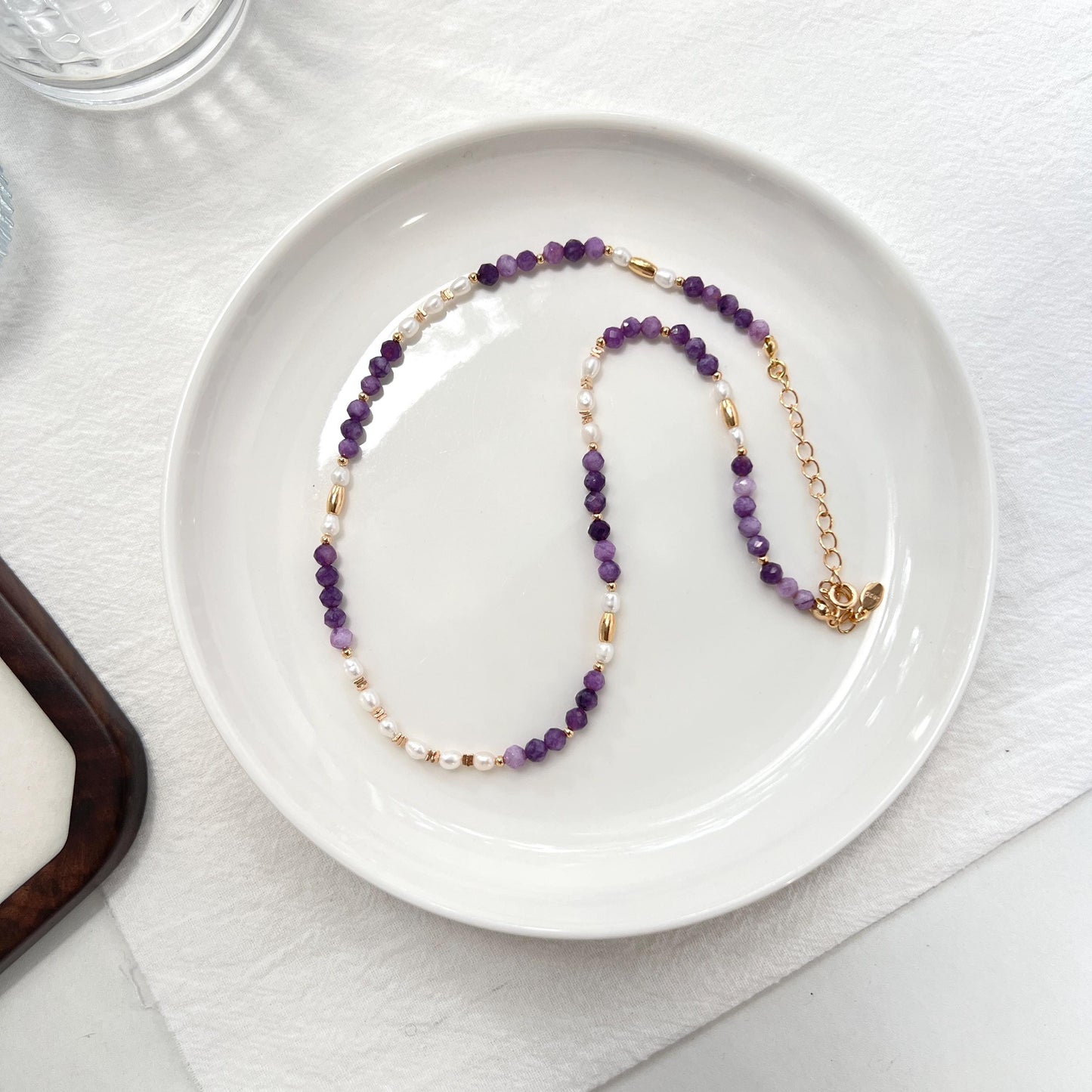 Natural Freshwater Pearl Amethyst Beaded Necklace