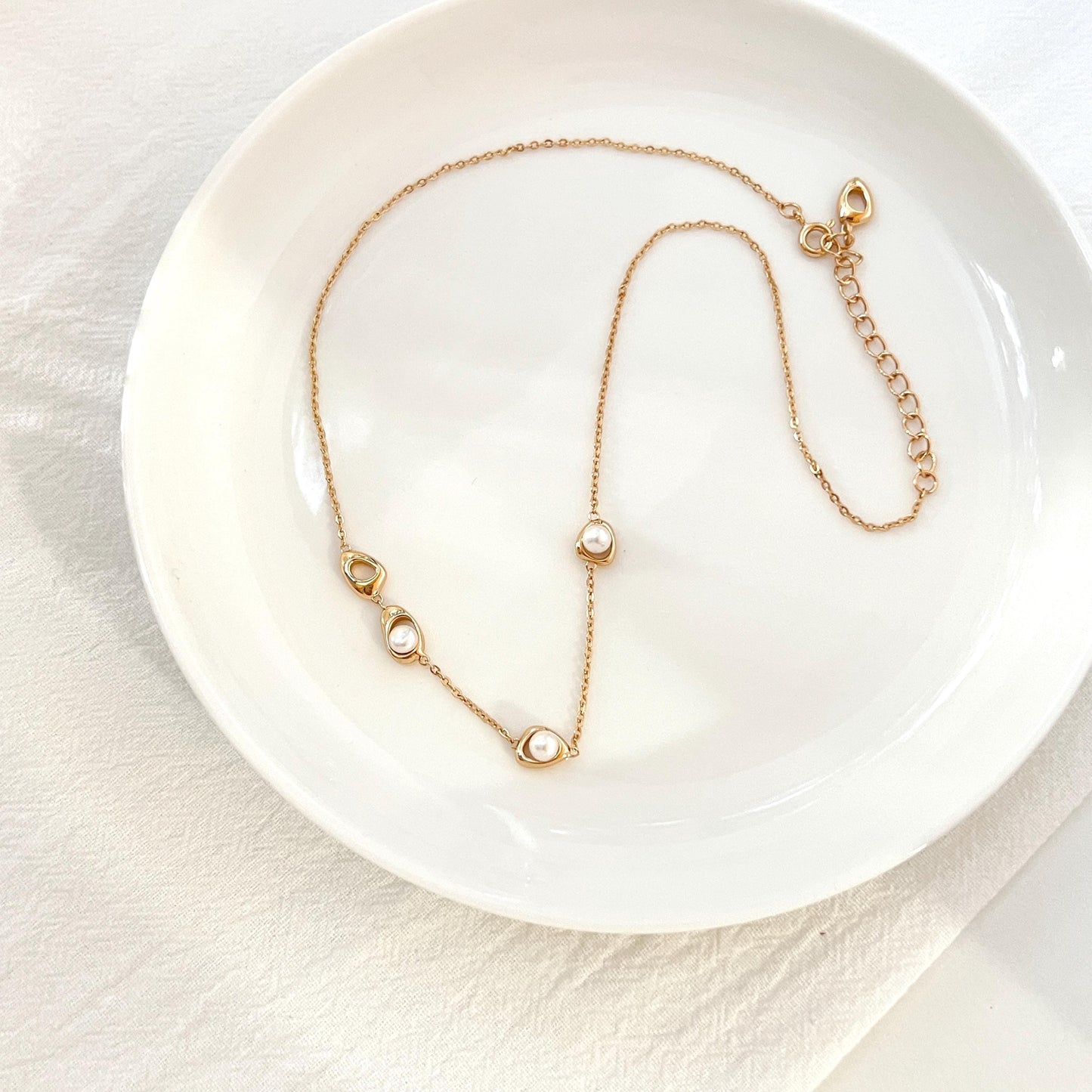 Gold Dainty Freshwater Pearl Necklace