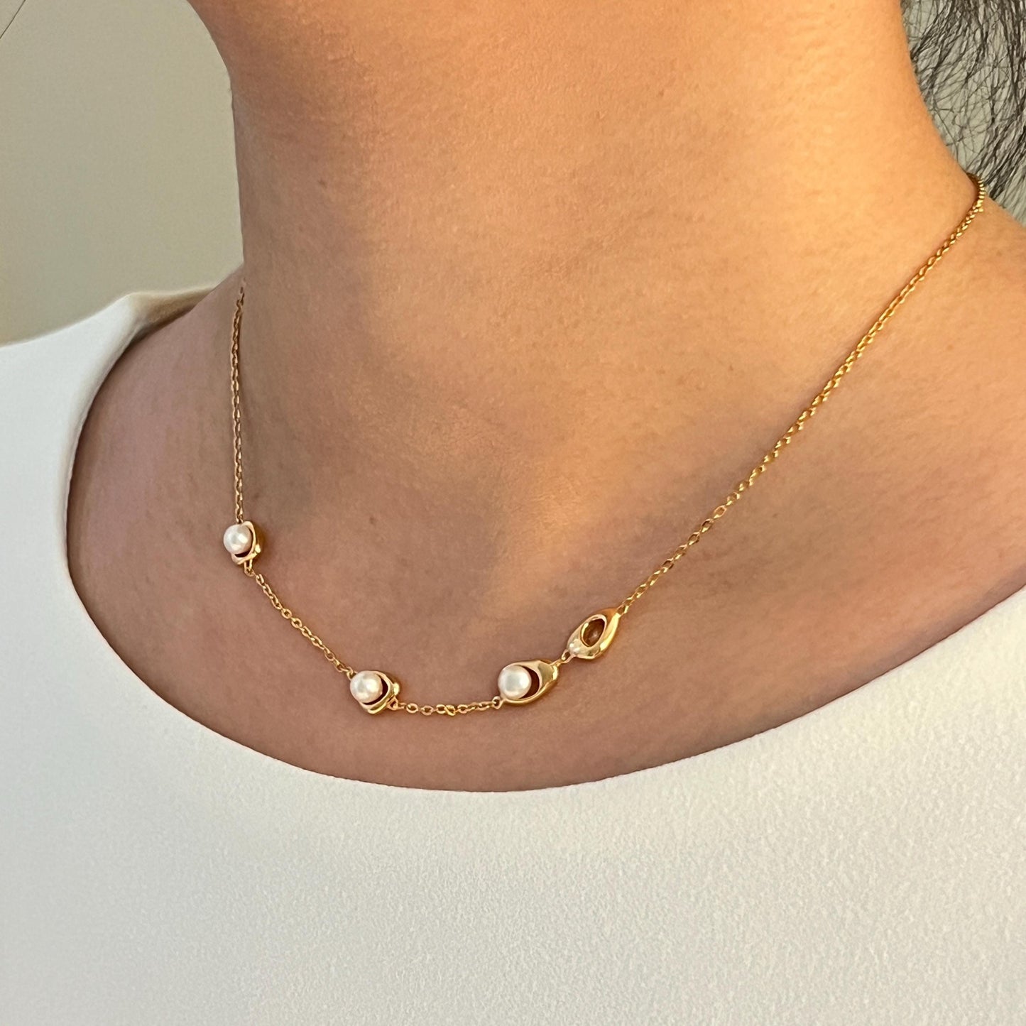 Gold Dainty Freshwater Pearl Necklace
