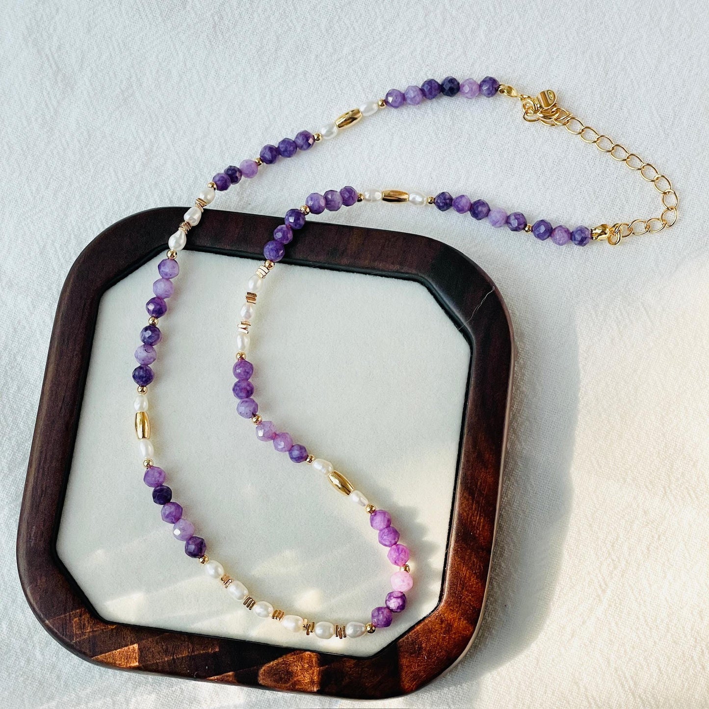Natural Freshwater Pearl Amethyst Beaded Necklace