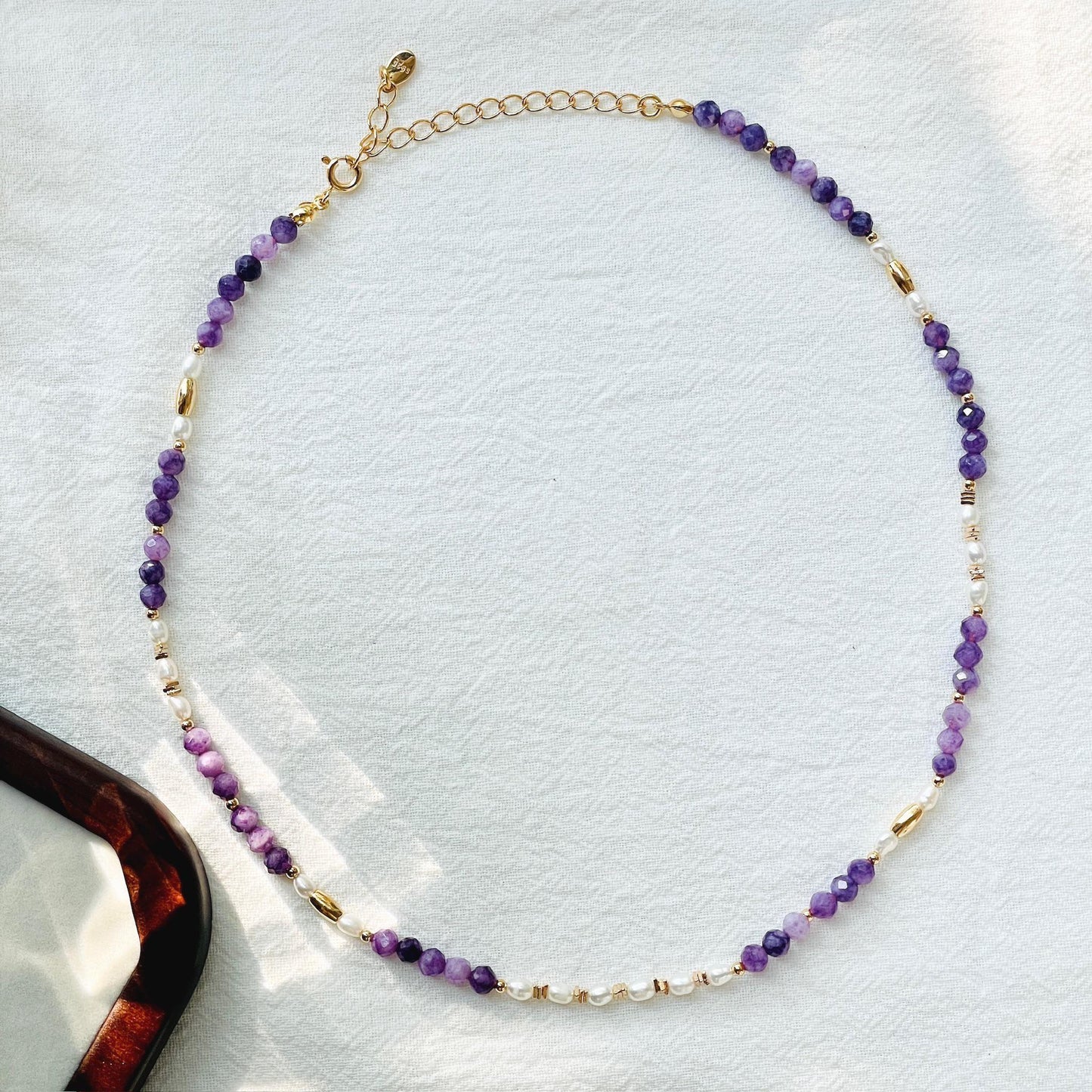 Natural Freshwater Pearl Amethyst Beaded Necklace