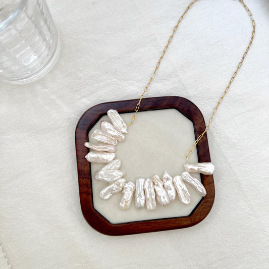 Large Baroque Pearl Modern Statement Necklace,Unique Chunky Freshwater Pearl Choker,Wedding Bridal Charm Necklace,Birthday Gift For Her