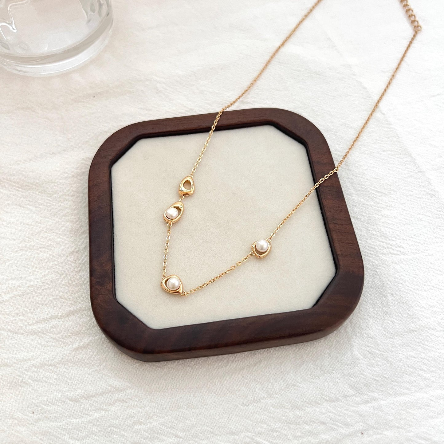 Gold Dainty Freshwater Pearl Necklace