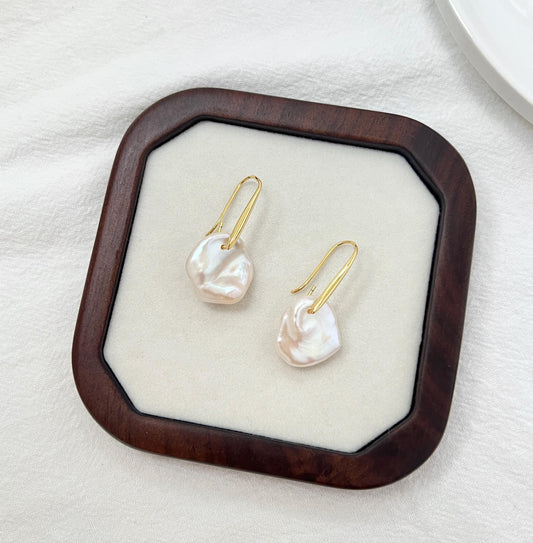 Bridal baroque pearl hoop earrings in elegant gift box