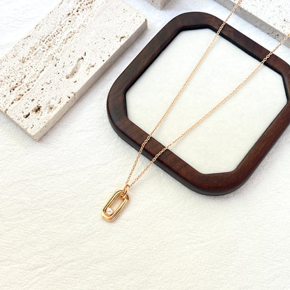 18K gold bar necklace with freshwater pearl presented in gift box, ideal bridal or birthday gift