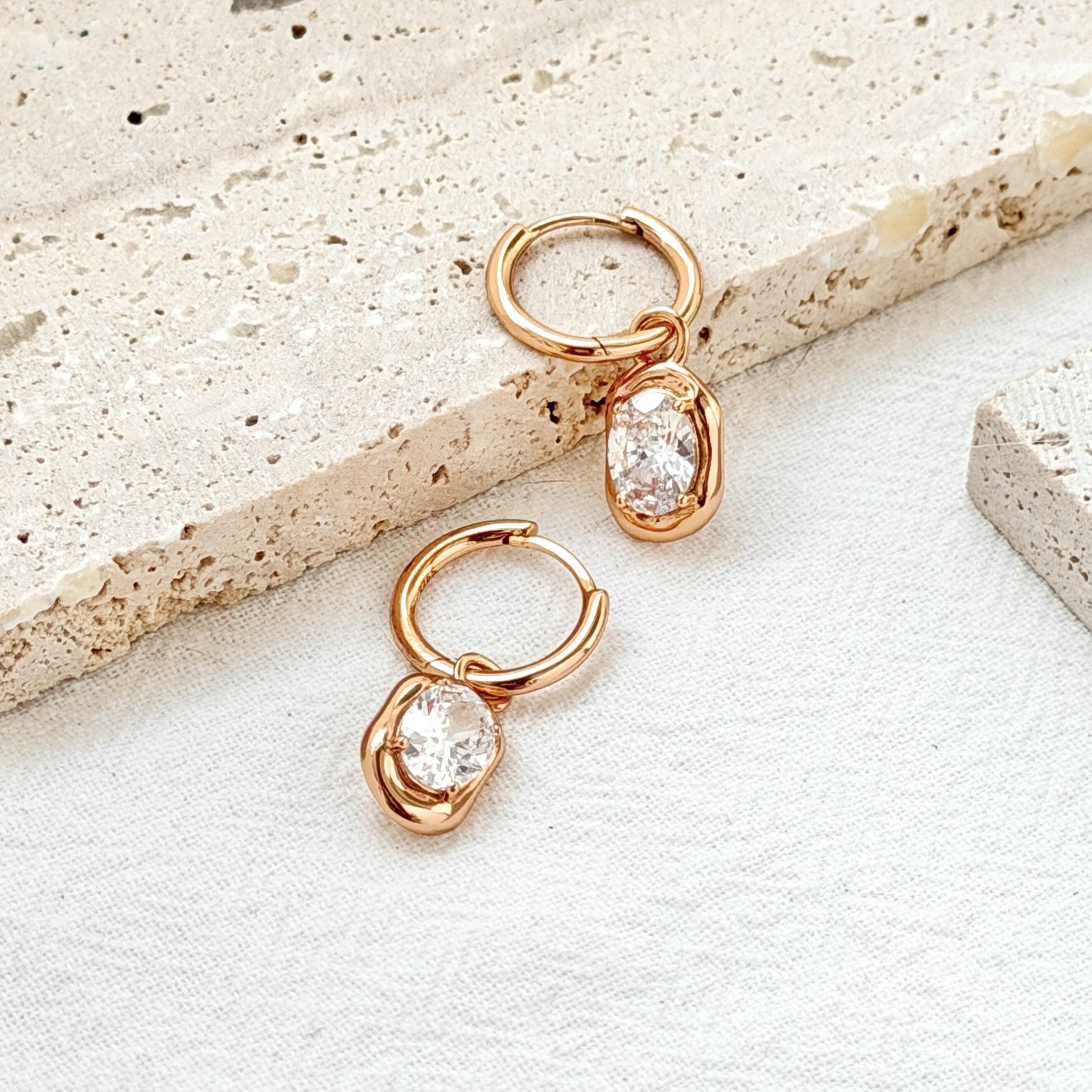 gift ready 18k gold cz huggie hoop earrings elegant jewelry present
