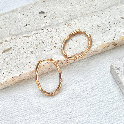 gift ready 18k gold vintage hoop earrings with cz elegant jewelry packaging

