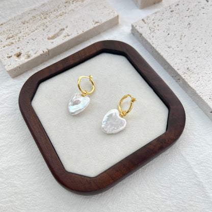 Ocealine Jewelry branded image of 18K gold heart pearl earrings