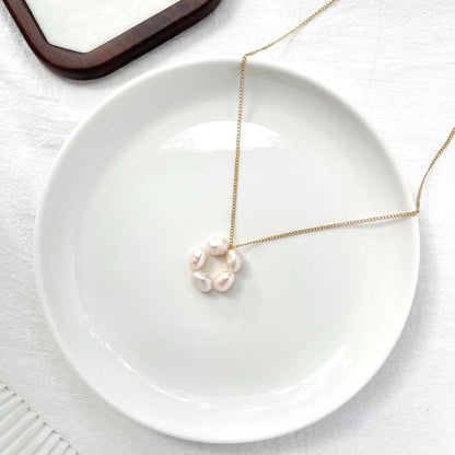 14K gold-filled baroque pearl flower necklace, ideal birthday or bridesmaid gift