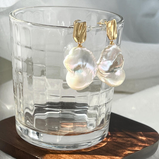 Chunky Freshwater Baroque Pearl Drop Statement Earrings