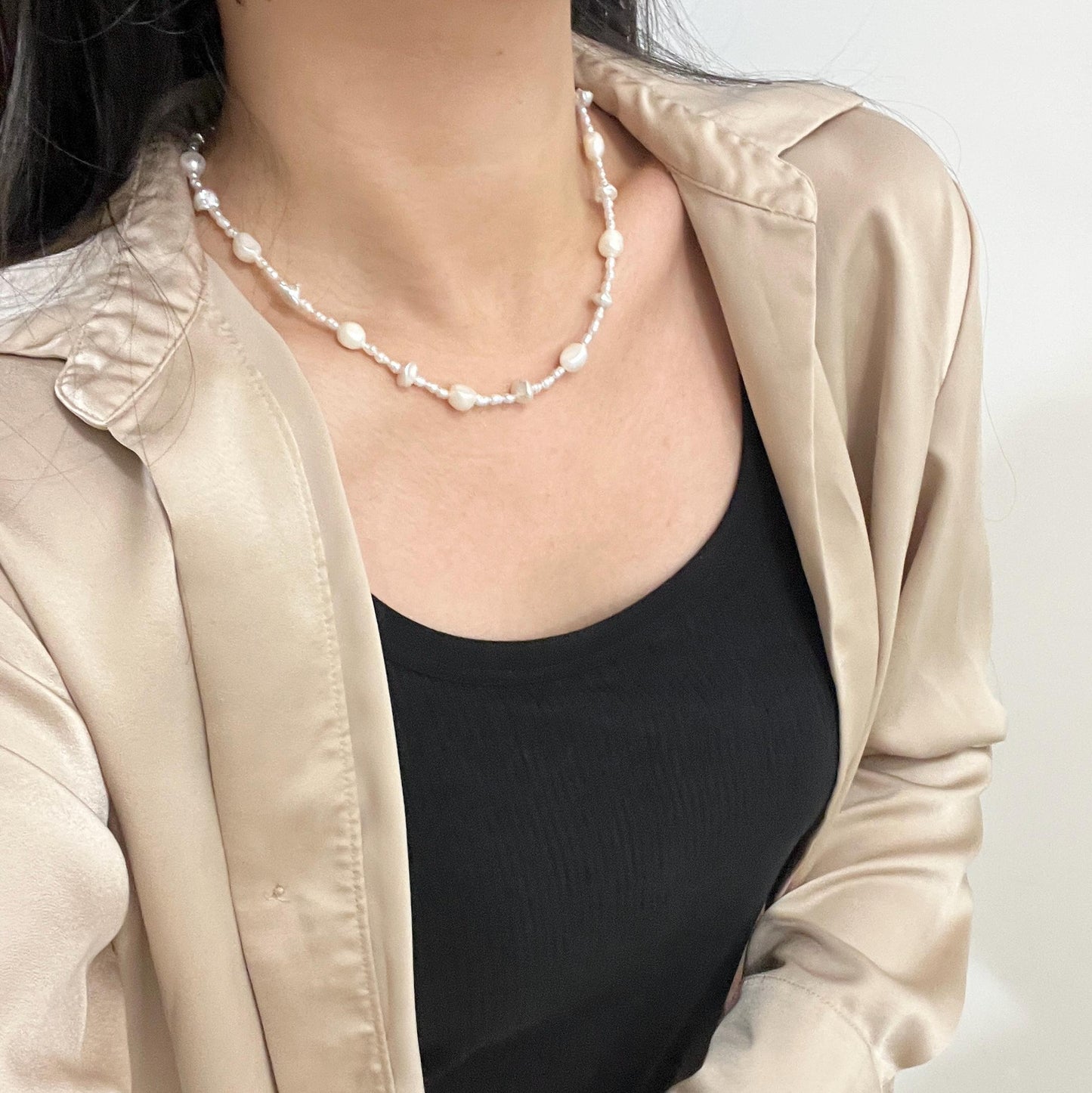 Freshwater Baroque Irregular Pearl Beaded Necklace,Dainty Celestial Pearl Choker,Minimalist Wedding Bridal Jewelry,Bridesmaid Gifts For Her