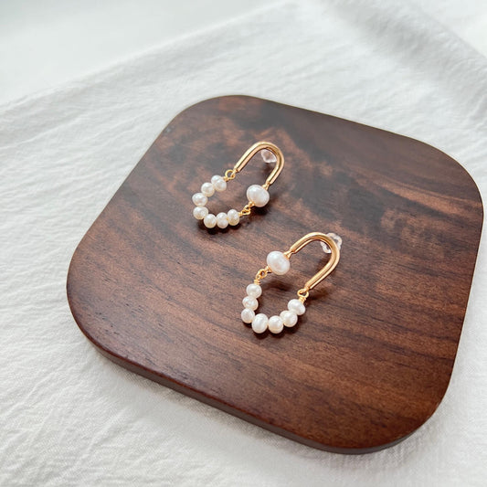 Freshwater Baroque Pearl Golden Rainbow Earrings