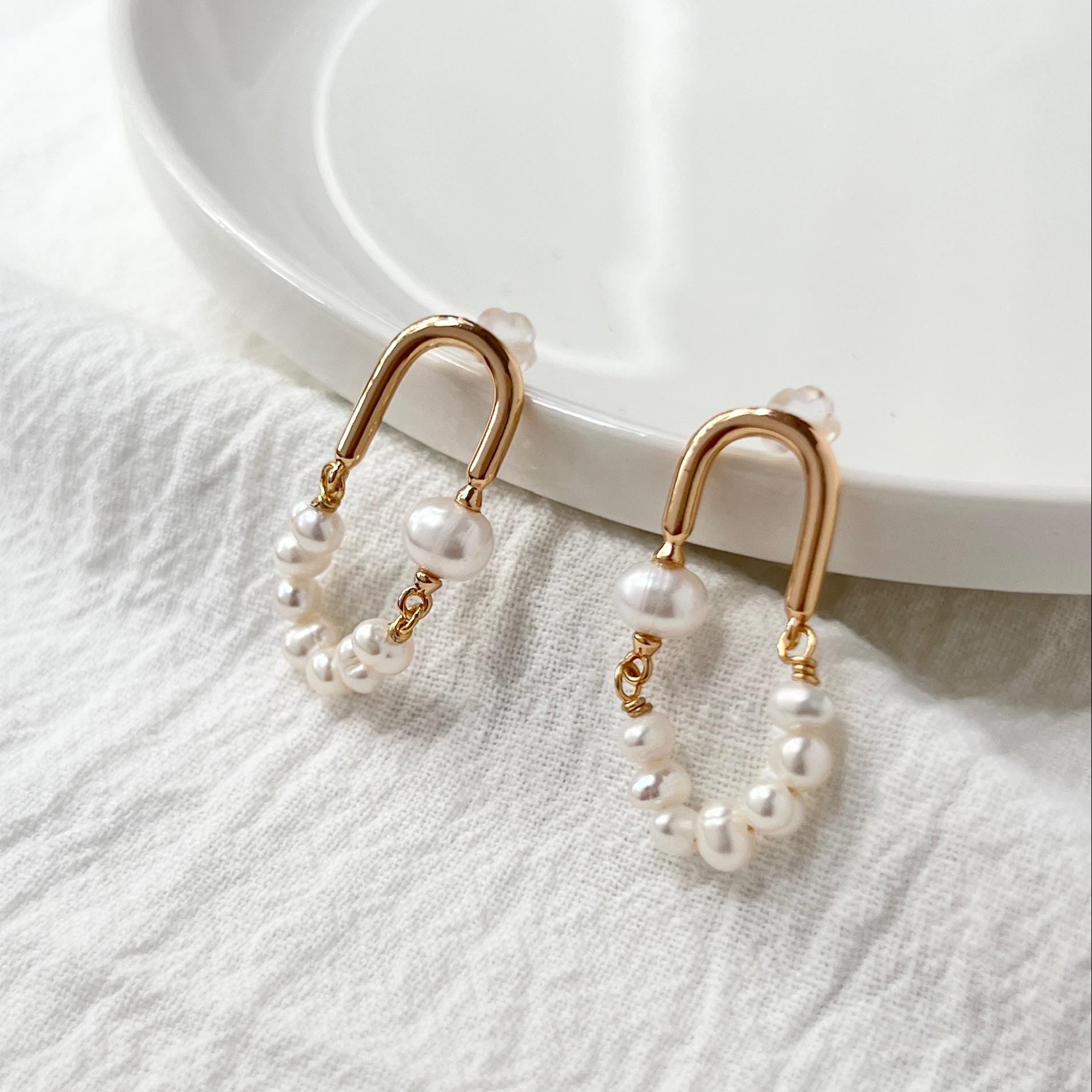 18K Gold Freshwater Baroque Pearl Stud Earrings,Dainty Daily Earrings,Minimalist Wedding Jewelry,Bridal Bridesmaid Earrings,Birthday Gifts