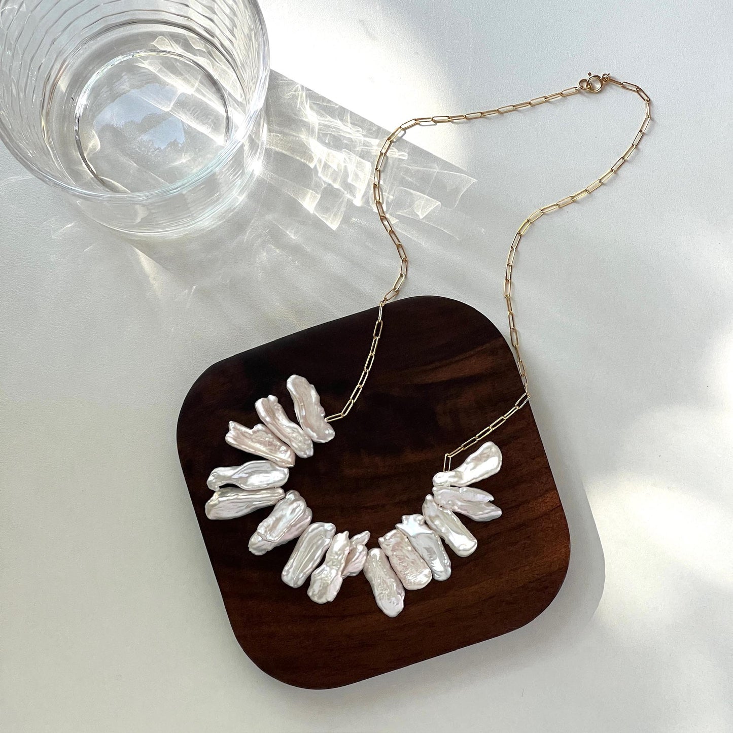 Large Baroque Pearl Modern Statement Necklace,Unique Chunky Freshwater Pearl Choker,Wedding Bridal Charm Necklace,Birthday Gift For Her