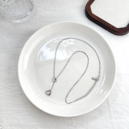 925 Sterling Silver Y Lariat Heart Charm Necklace