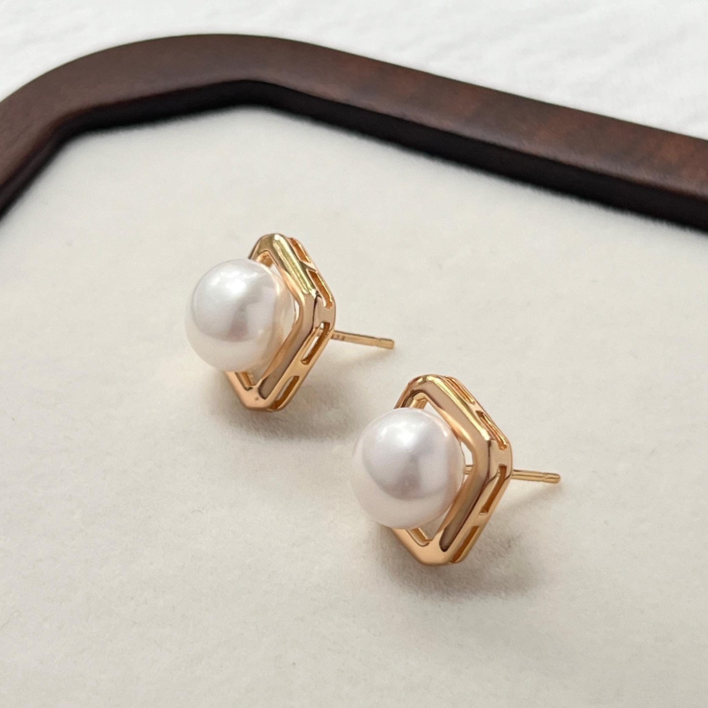 18K Vintage Gold Freshwater Pearl Stud Earrings,Minimalist Dainty Simple Gold Earrings Studs,Wedding Bridal Jewelry,Birthday Gifts For Her
