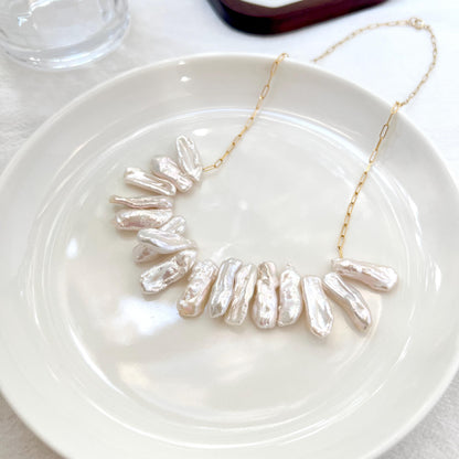 Large Baroque Pearl Modern Statement Necklace,Unique Chunky Freshwater Pearl Choker,Wedding Bridal Charm Necklace,Birthday Gift For Her