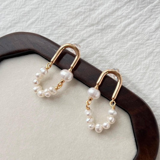 18K Gold Freshwater Baroque Pearl Stud Earrings,Dainty Daily Earrings,Minimalist Wedding Jewelry,Bridal Bridesmaid Earrings,Birthday Gifts