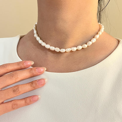 18K Gold Natural Medium Size Baroque Pearl Choker Necklace,Minimalist Elegant Beaded Bridal Pearl Choker,Bridesmaid Gifts,Birthday Gifts
