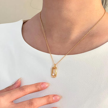 Freshwater Pearl Twisted 18K Gold Necklace,Dainty Swirl Bar Necklace,Minimalist Coiled Everyday Jewelry,Wedding Bridal Jewelry,Birthday Gift