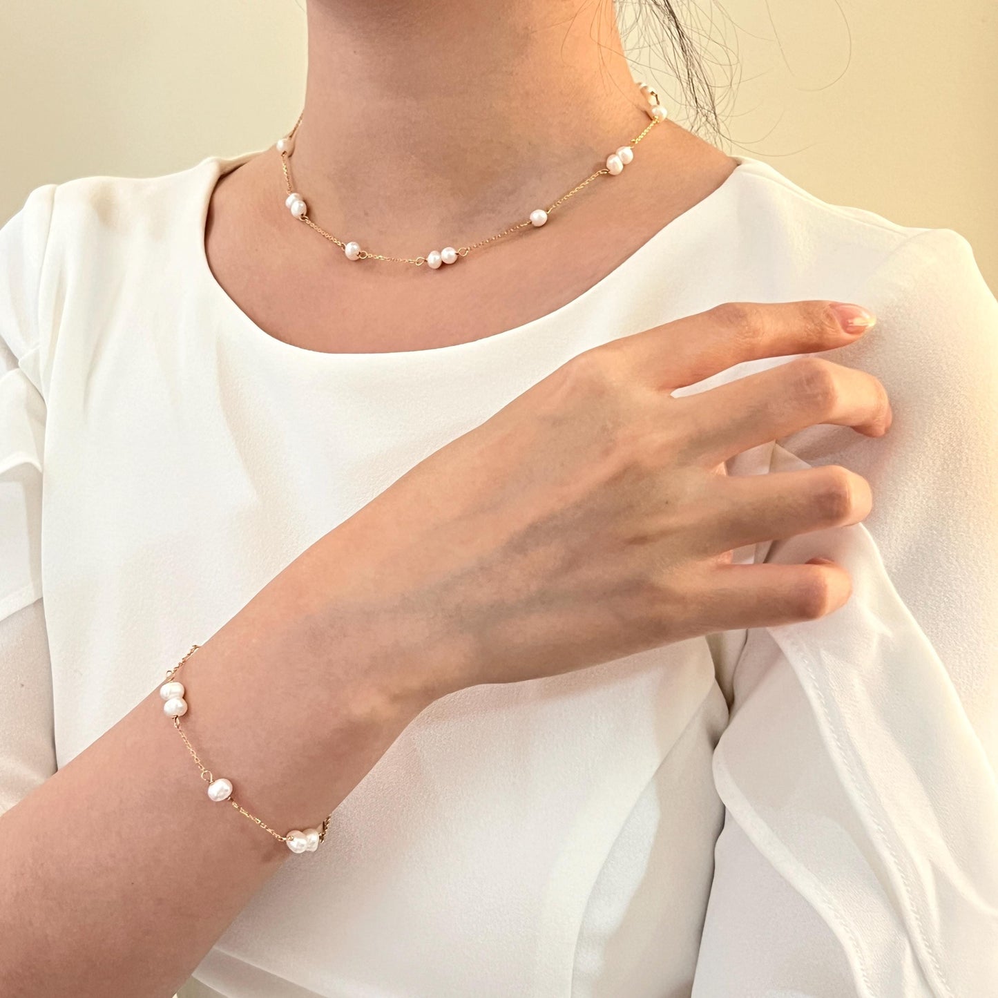 18K Gold Dainty Freshwater Baroque Pearl Bead Bracelet,Minimalist Everyday Bracelet,Wedding Bridal Jewelry,Bridesmaid Birthday Gifts For Her