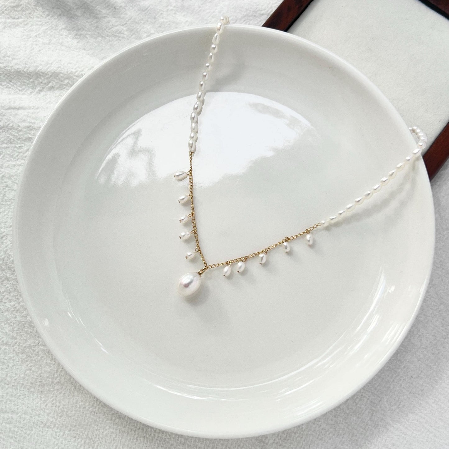 Dainty Freshwater Baroque Pearl Beaded Gold Necklace,Minimalist Boho Beads Necklace,Wedding Bridal Jewelry,Bridesmaid Gift,Gift For Her