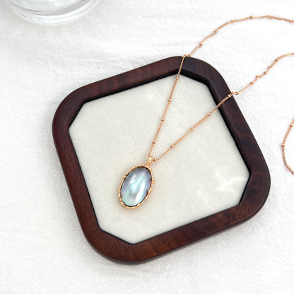 18K Gold Vintage Natural Mabe Pearl Pendant Statement Necklace,Minimalist Everyday Jewelry,Mother's Gift,Elegant Birthday Gifts For Women