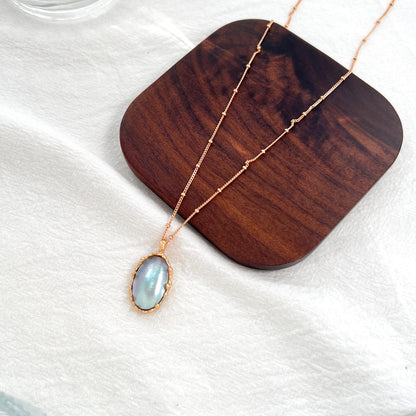 18K Gold Vintage Natural Mabe Pearl Pendant Statement Necklace,Minimalist Everyday Jewelry,Mother's Gift,Elegant Birthday Gifts For Women