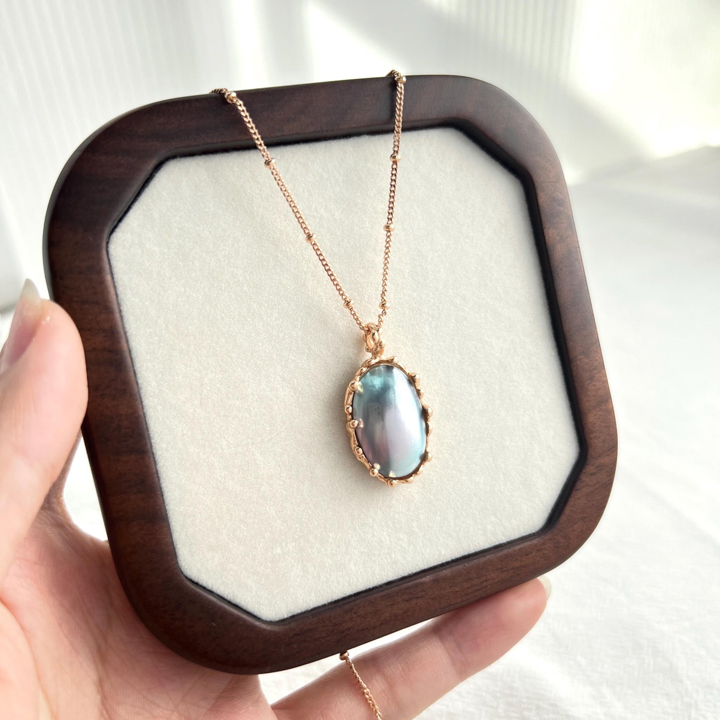 18K Gold Vintage Natural Mabe Pearl Pendant Statement Necklace,Minimalist Everyday Jewelry,Mother's Gift,Elegant Birthday Gifts For Women