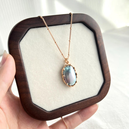 18K Gold Vintage Natural Mabe Pearl Pendant Statement Necklace,Minimalist Everyday Jewelry,Mother's Gift,Elegant Birthday Gifts For Women