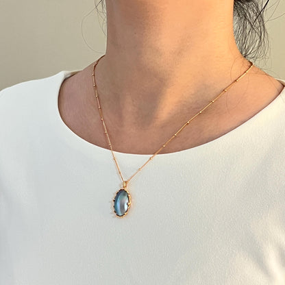 18K Gold Vintage Natural Mabe Pearl Pendant Statement Necklace,Minimalist Everyday Jewelry,Mother's Gift,Elegant Birthday Gifts For Women