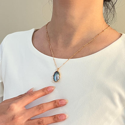 18K Gold Vintage Natural Mabe Pearl Pendant Statement Necklace,Minimalist Everyday Jewelry,Mother's Gift,Elegant Birthday Gifts For Women