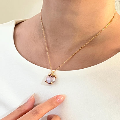 Baroque Purple Pearl Double Sided Pendant Necklace