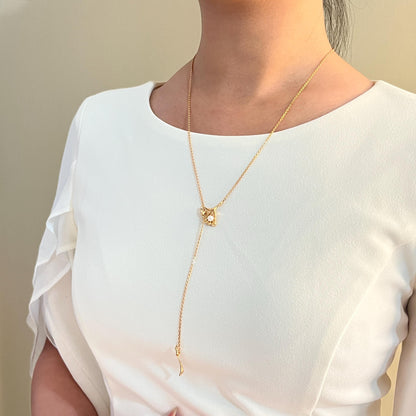 18K Vintage Gold Long Y Lariat Necklace,Minimalist Pearl Charm Necklace,Dainty Modern Drop Necklace,Winter Jewelry,Birthday Gift For Her