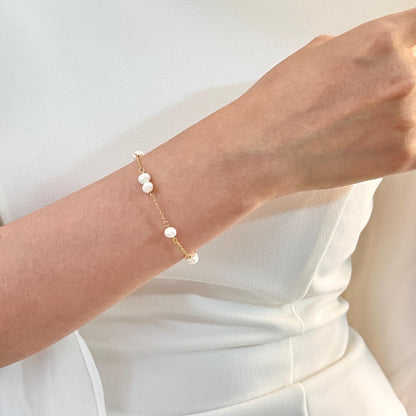18K Gold Dainty Freshwater Baroque Pearl Bead Bracelet,Minimalist Everyday Bracelet,Wedding Bridal Jewelry,Bridesmaid Birthday Gifts For Her
