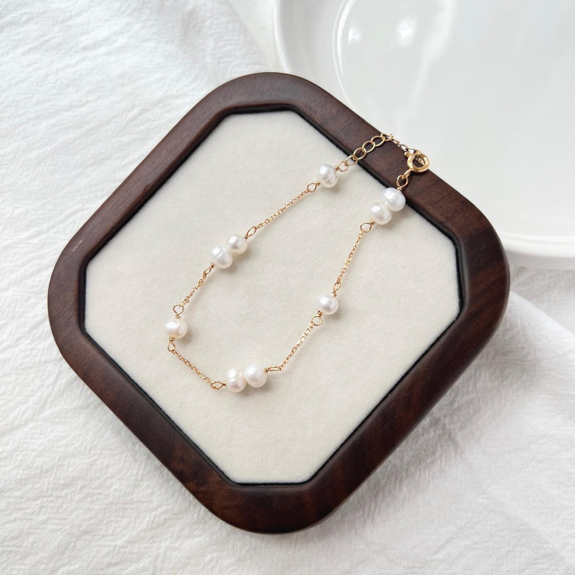 18K Gold Dainty Freshwater Baroque Pearl Bead Bracelet,Minimalist Everyday Bracelet,Wedding Bridal Jewelry,Bridesmaid Birthday Gifts For Her