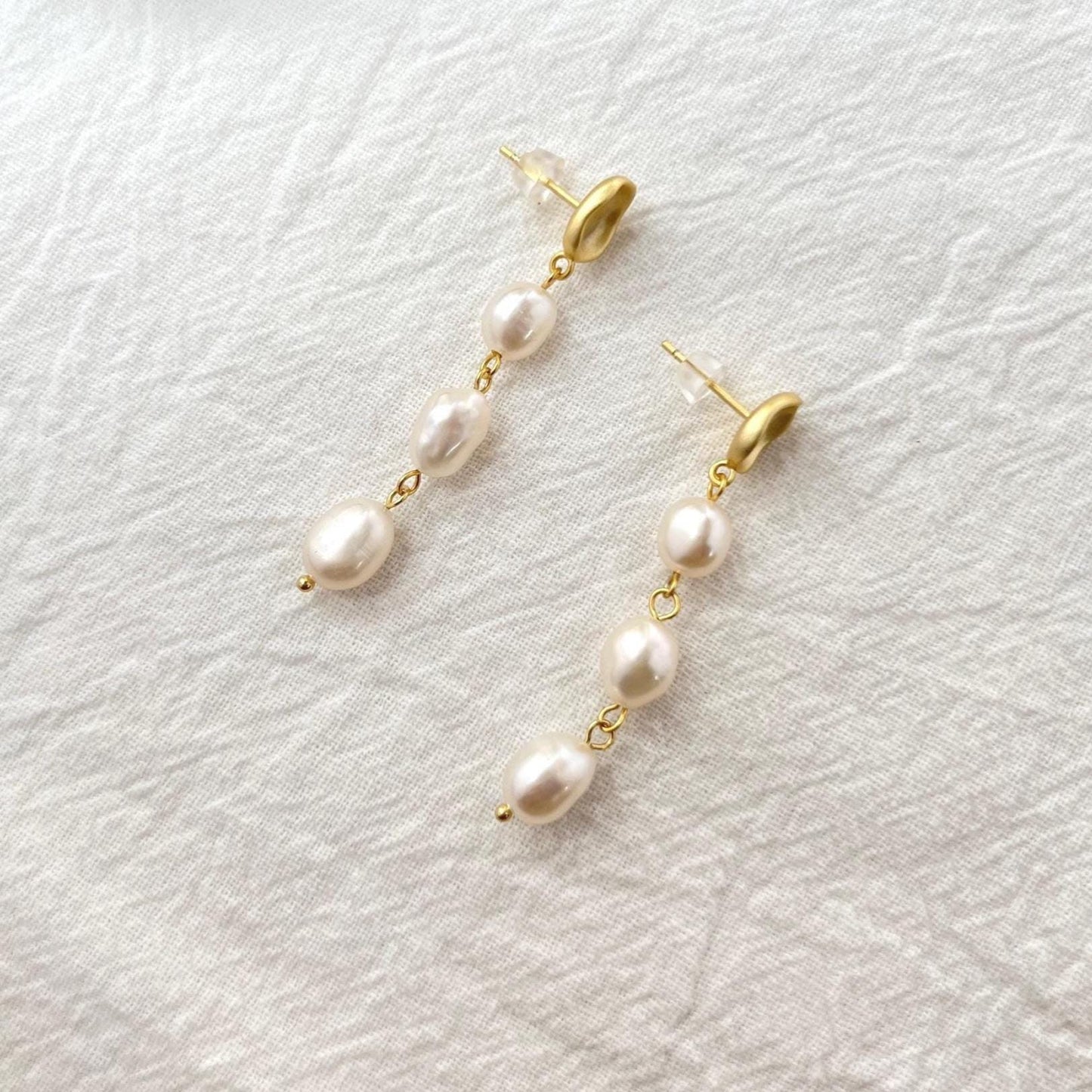 18K Matte Gold Natural Baroque Pearl Dangling Earrings,Dainty Pearl Drop Earrings,Minimalist Wedding Earrings,Bridal Jewelry,Birthday Gifts