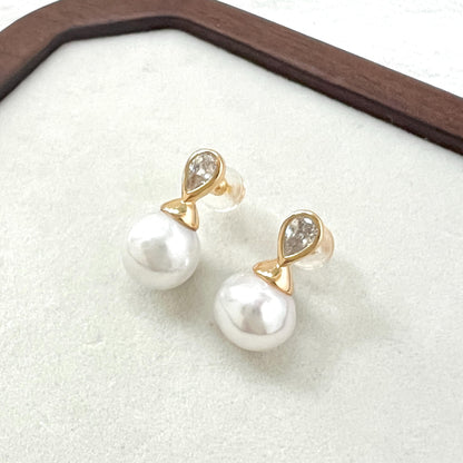 Dainty Freshwater Pearl CZ Stud Earrings,Minimalist Baroque Pearl Earrings Studs,Wedding Bridal Jewelry,Birthday Christmas Gift For Women